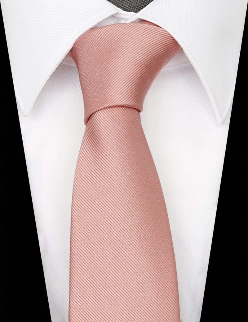 ZENXUS Solid Skinny Ties for Men, 2.5 inch Slim Rose Gold Necktie - Image 3